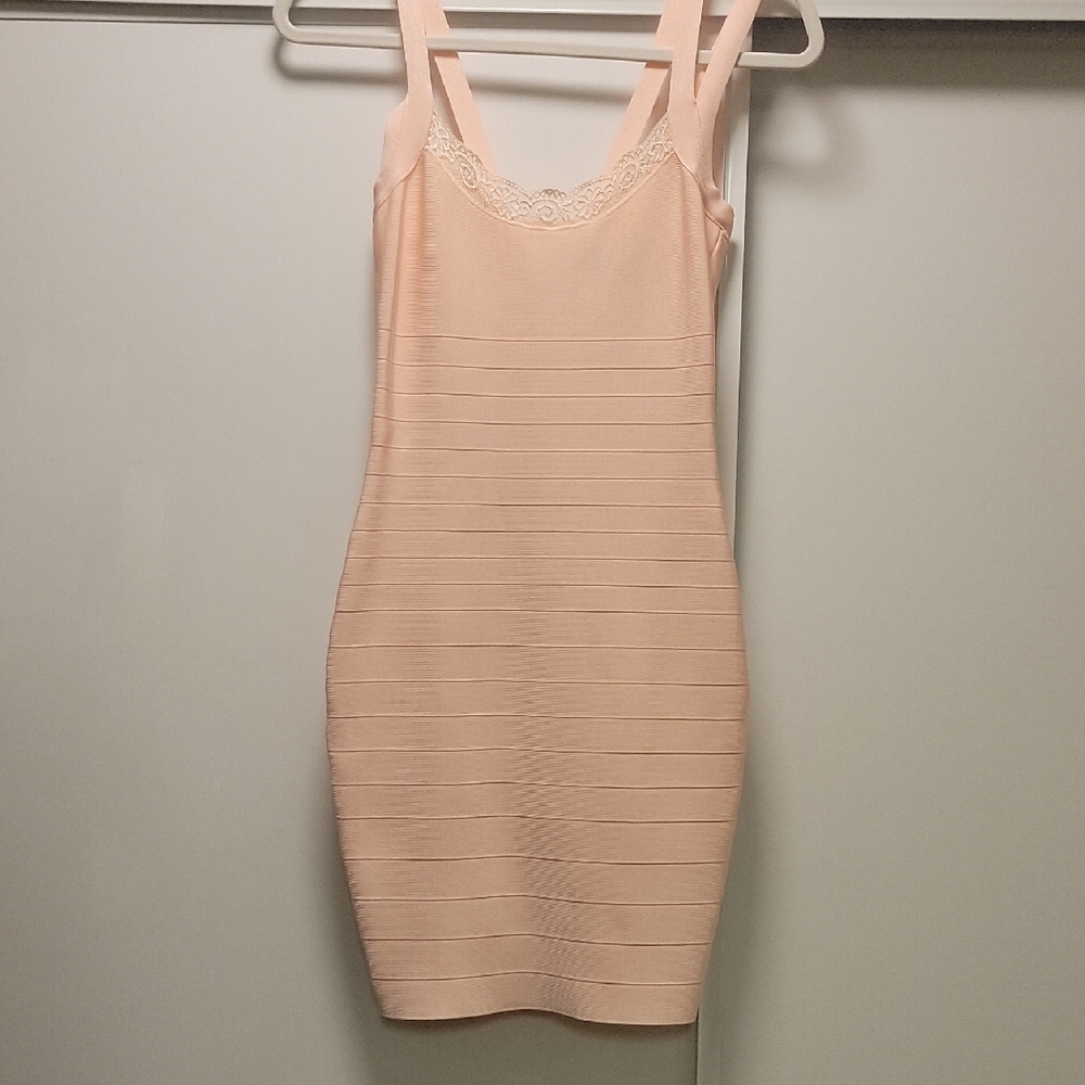 Marciano Orange Ribbed Bodycon Mini Dress